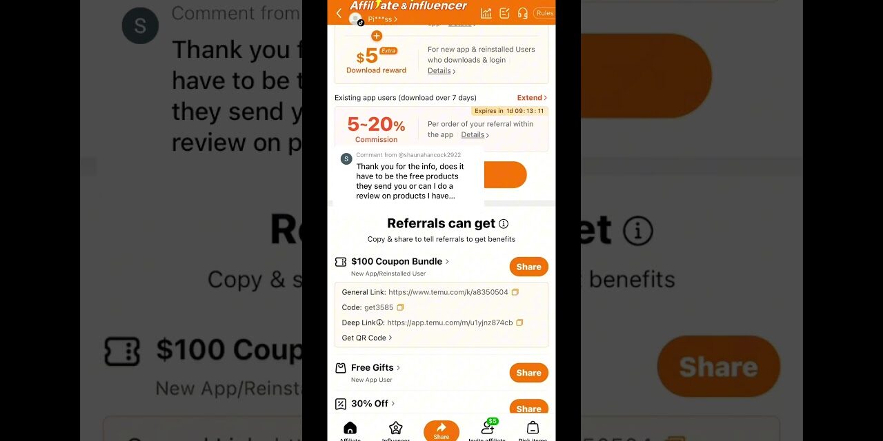 Temu Affiliate Program: How to Use Your Code #temuaffiliate #affilimarketing iate